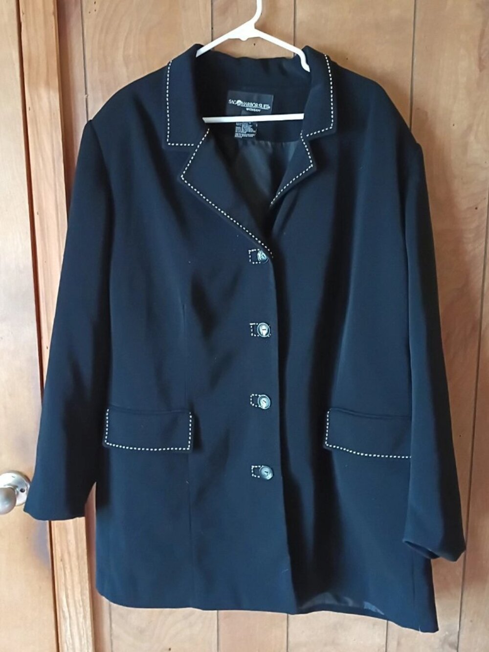 Sag Harbor Women's Black Winter Coat Size 26W Button Front Plus Size Polyester